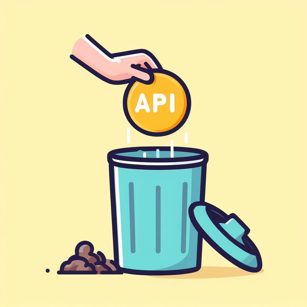 api key being placed into garbage can