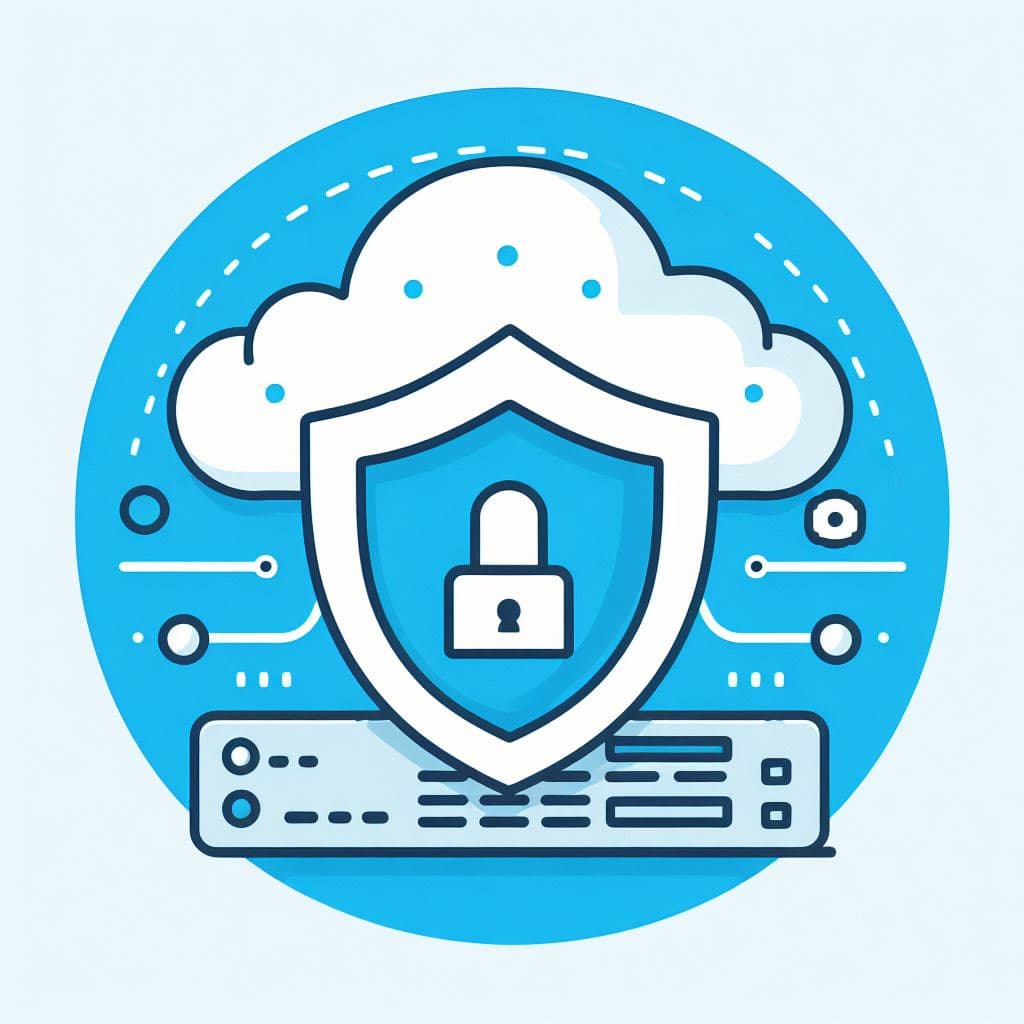 cloud and server covered by security lock